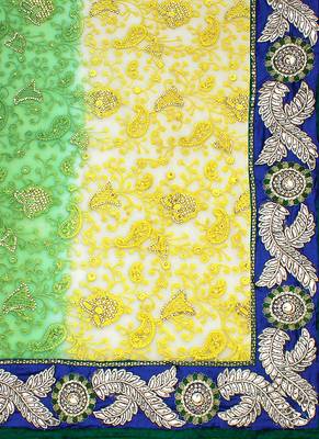 Yellow Embroidered Net Saree With Blouse 4