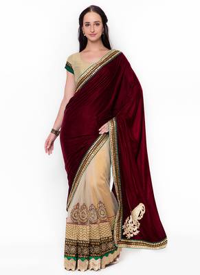 Multicolor Embroidered Net Saree With Blouse 1