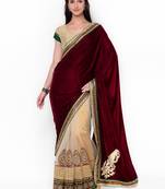 Multicolor Embroidered Net Saree With Blouse