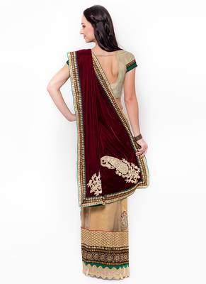 Multicolor Embroidered Net Saree With Blouse 3