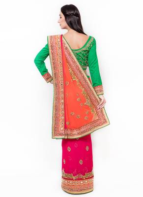 Pink Embroidered Georgette Saree With Blouse 3