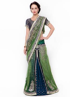 Grey Embroidered Net Saree With Blouse 1