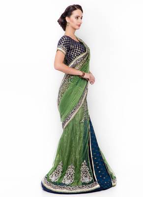Grey Embroidered Net Saree With Blouse 2
