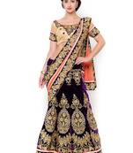 Blue Embroidered Velvet Saree With Blouse