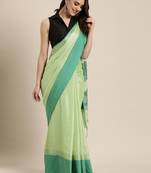 Green woven linen saree with blouse