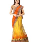 Yellow Embroidered Net Saree With Blouse