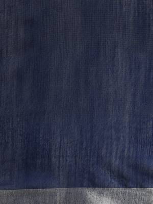 Navy blue woven linen saree with blouse 3