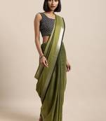 Green woven linen saree with blouse