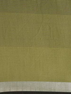 Green woven linen saree with blouse 3