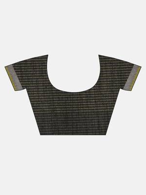 Green woven linen saree with blouse 5