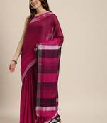 Pink woven linen saree with blouse