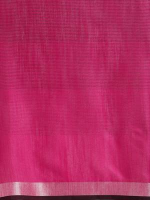 Pink woven linen saree with blouse 3