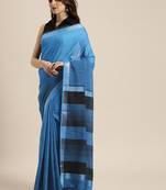   sky blue woven linen saree with blouse