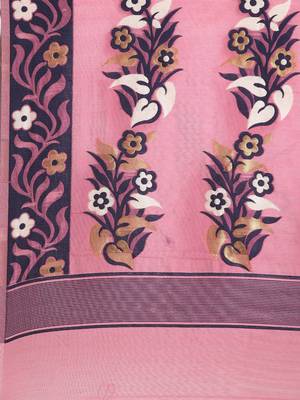 Pink Woven Cotton Silk Saree With Blouse 4