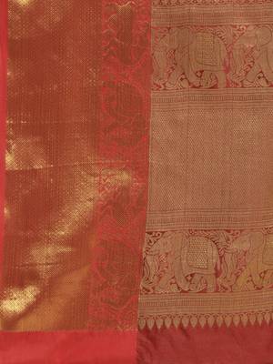 Mustard woven silk blend saree with blouse 4