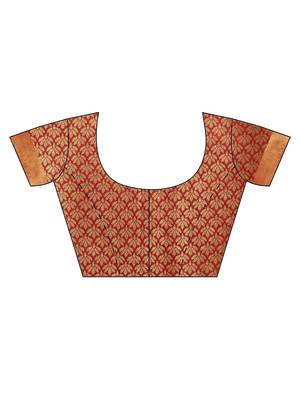 Mustard woven silk blend saree with blouse 5