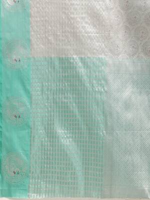 Silver woven silk blend saree with blouse 3