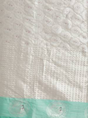 Silver woven silk blend saree with blouse 4