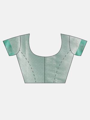 Silver woven silk blend saree with blouse 5