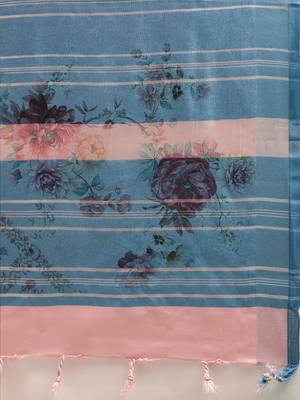 Peach woven linen saree with blouse 4