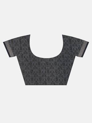 Grey woven linen saree with blouse 2