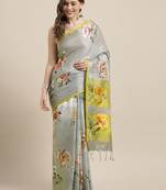 Grey woven linen saree with blouse