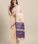 Cream woven linen saree with blouse
