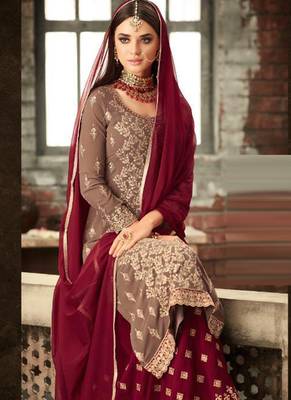 Beige Georgette Pakistani Salwar Kameez 1