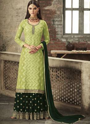 Yellow Georgette Pakistani Salwar Kameez 1