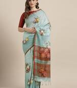Green woven linen saree with blouse