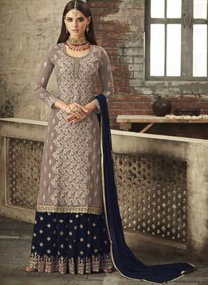 Dark Grey Georgette Pakistani Salwar Kameez 1