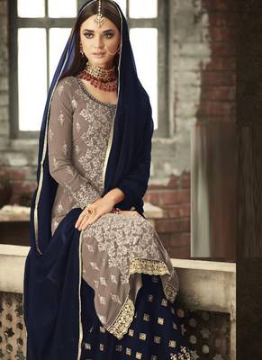 Dark Grey Georgette Pakistani Salwar Kameez 2