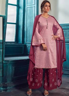 Pink Satin Pakistani Salwar Kameez 1