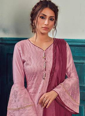 Pink Satin Pakistani Salwar Kameez 2