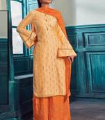 Light Orange Satin Pakistani Salwar Kameez