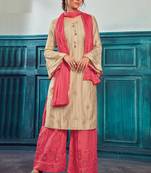 Beige Satin Pakistani Salwar Kameez