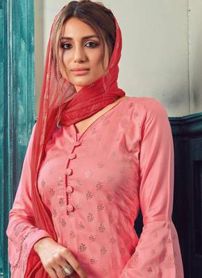 Pink Satin Pakistani Salwar Kameez 2
