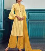 Light Yellow Satin Pakistani Salwar Kameez