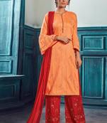 Orange Satin Pakistani Salwar Kameez
