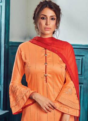 Orange Satin Pakistani Salwar Kameez 2