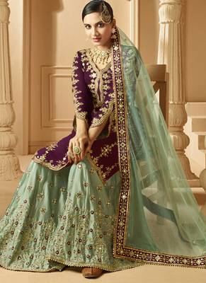 Wine Georgette Pakistani Salwar Kameez 2