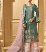 Turquoise Georgette Pakistani Salwar Kameez