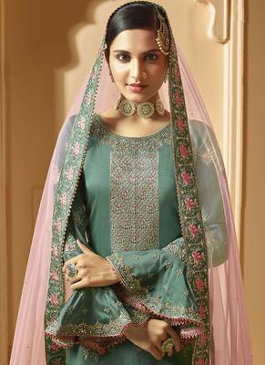 Turquoise Georgette Pakistani Salwar Kameez 2