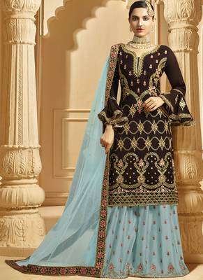 Brown Georgette Pakistani Salwar Kameez 1