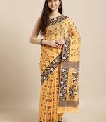 Orange Woven Cotton Silk Saree With Blouse