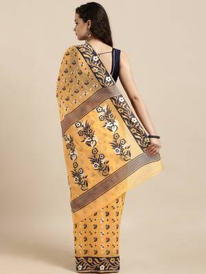 Orange Woven Cotton Silk Saree With Blouse 2