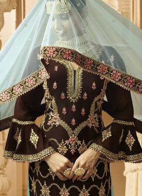 Brown Georgette Pakistani Salwar Kameez 3