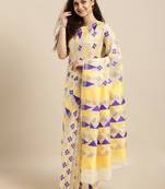 Cream Woven Cotton Silk Saree With Blouse