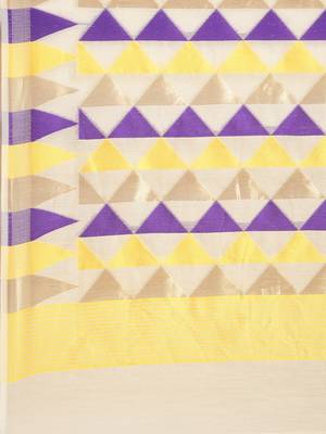 Cream Woven Cotton Silk Saree With Blouse 3