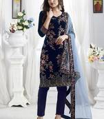 Blue Velvet Pakistani Salwar Kameez